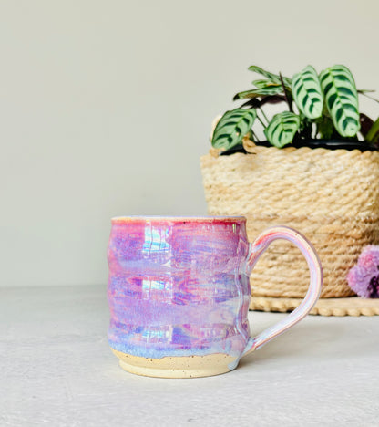 Iridescent Ripple Mug in Cosmic Rose Glaze (16 fl oz)