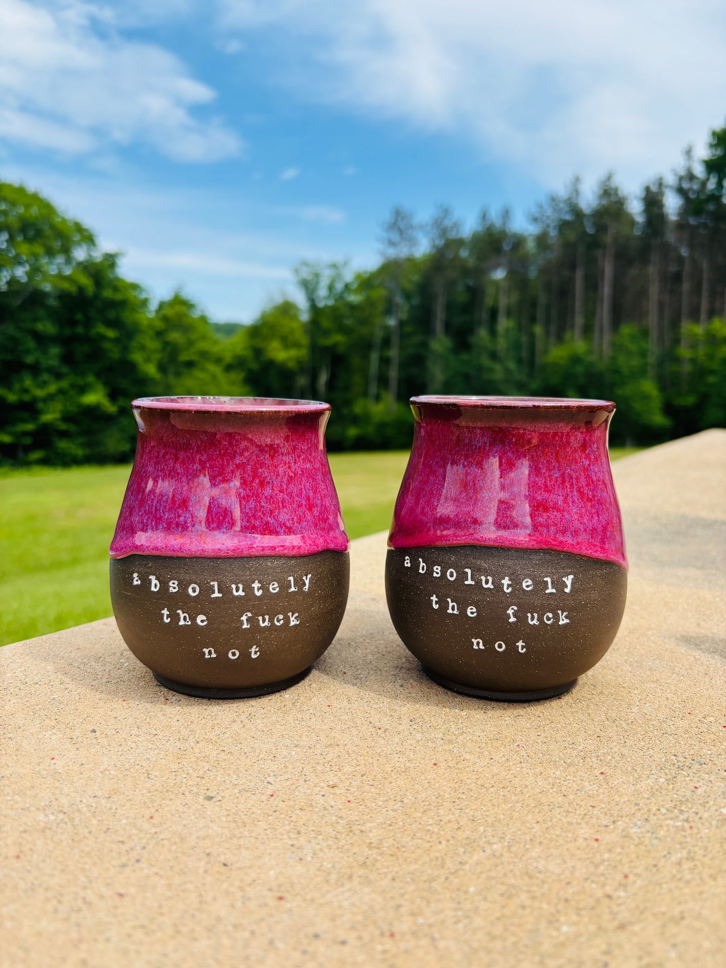Pre-Order: Absolutely the Fuck Not Mug Hot Cherry Glaze on Black Clay (10-12 weeks)