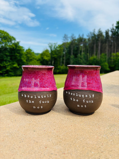 Pre-Order: Absolutely the Fuck Not Mug Hot Cherry Glaze on Black Clay (10-12 weeks)