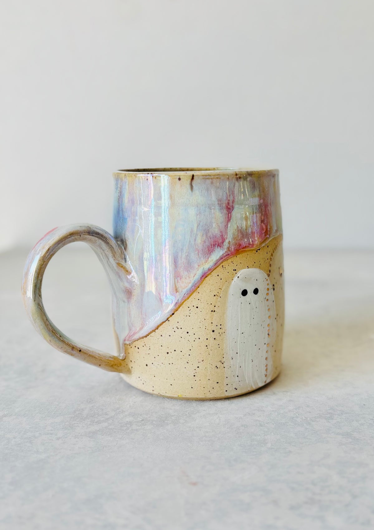 Iridescent Pastel Rainbow & 22k Gold Ghost Mug