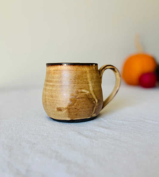 Matte Ginger Mug on Black Stoneware