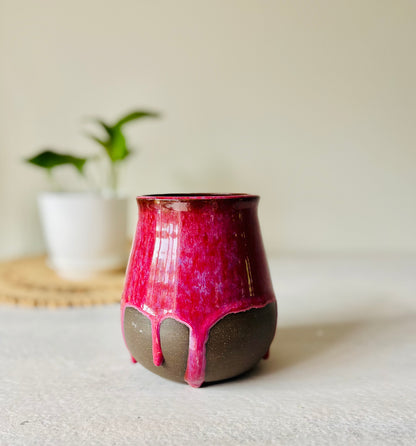 Hot Cherry Pink Drippy Vase