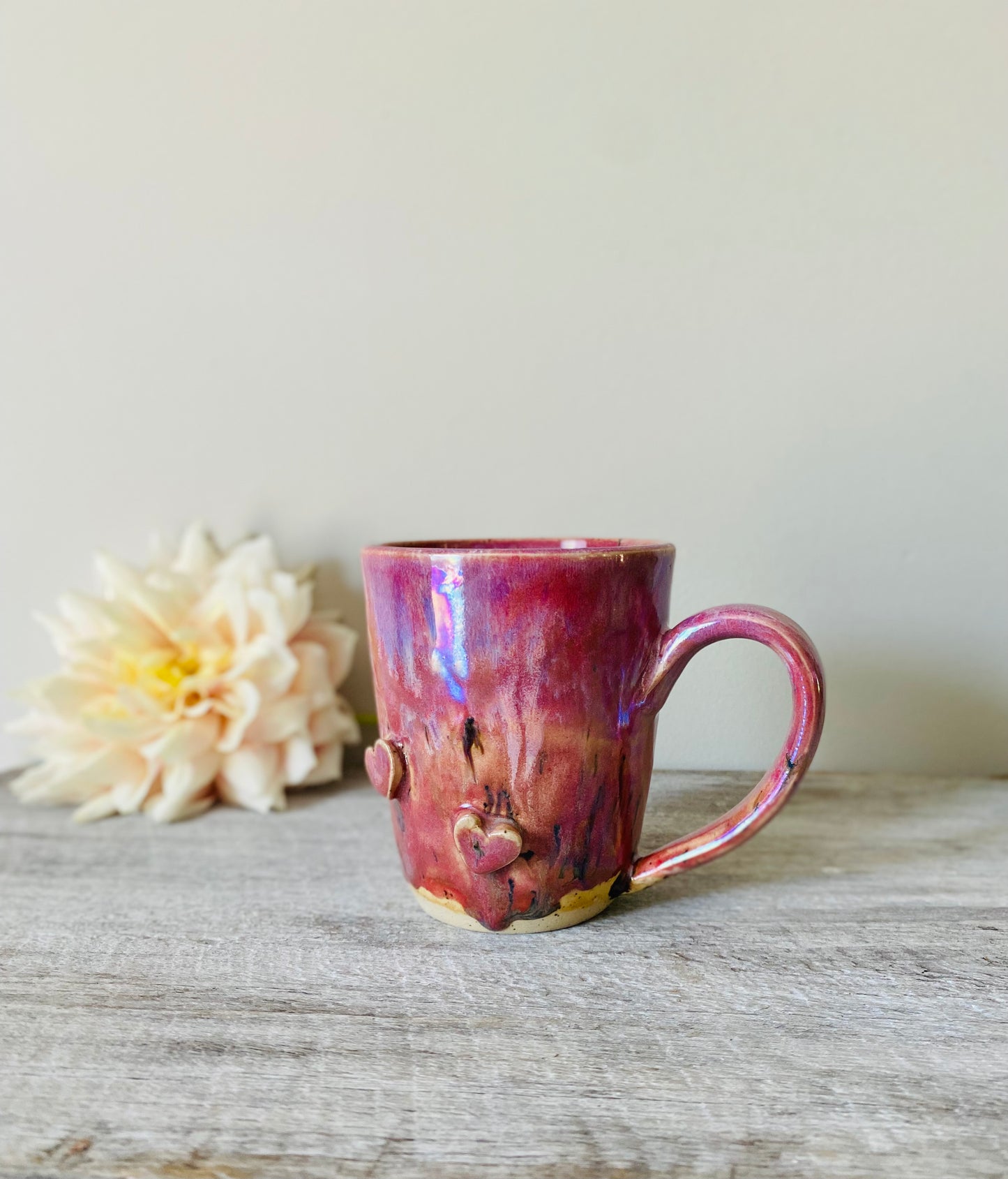 Iridescent Dark Pink Heart Mug