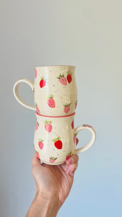 14-16 oz Made to Order Hand Painted Strawberry Mug 8-12 Weeks