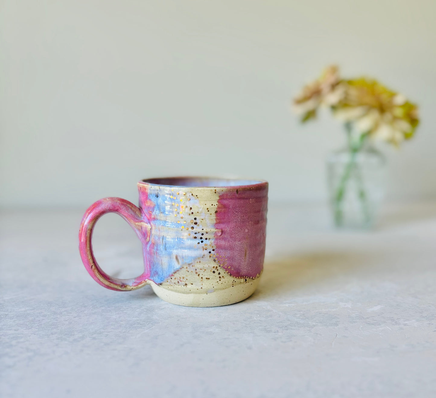 Pink & Lavender 22K Gold Detail Mug with Throw Lines