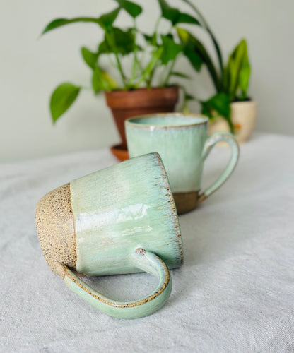 Soft Sage Mug in Brown Speckled Stoneware(15 fl oz)