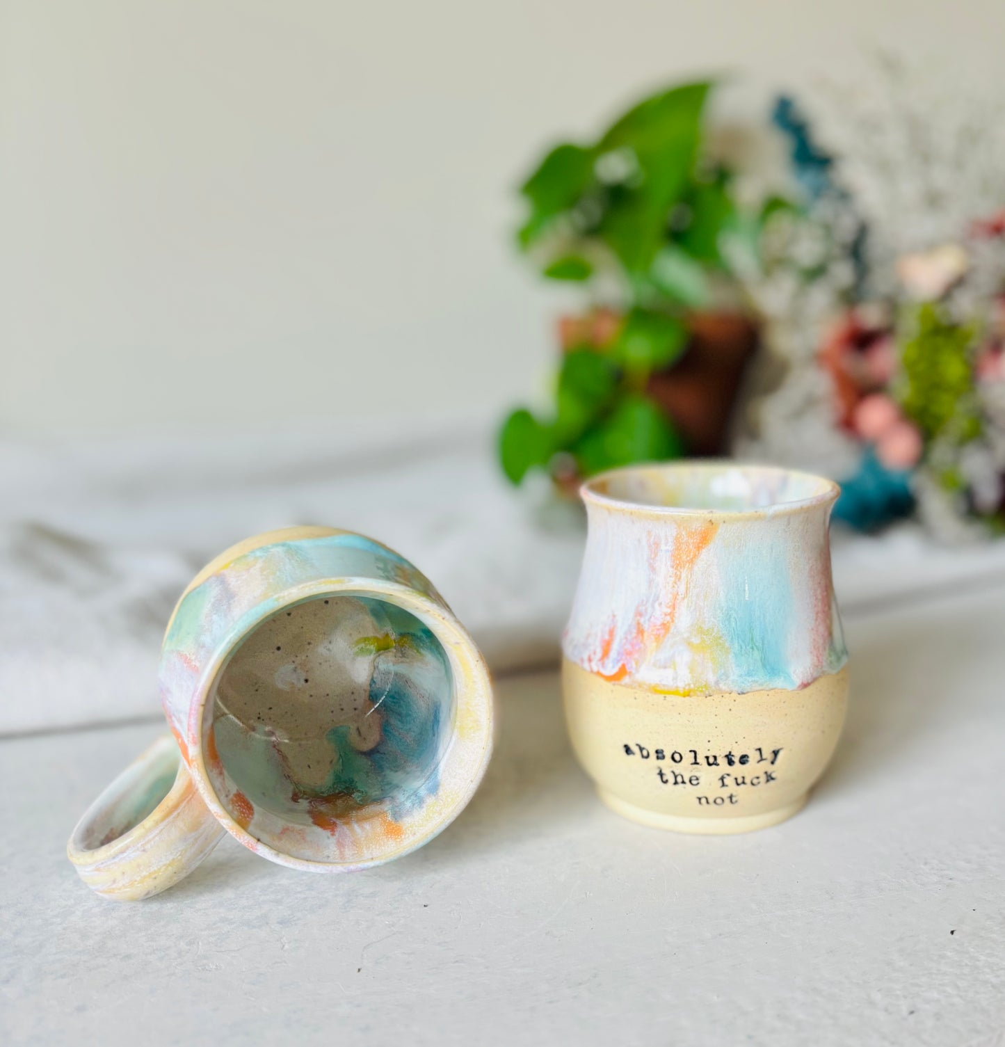 PRE-ORDER Rainbow Absolutely The Fuck Not Mug in Speckled Stoneware