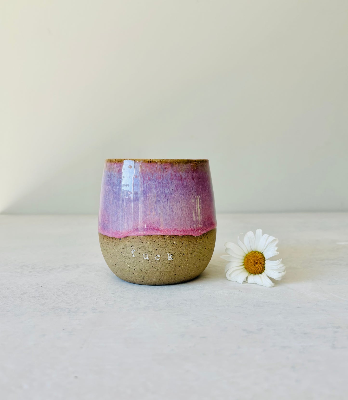 “Fuck” Tumbler in Radiant Rose (2 available) (12-13 fl oz)