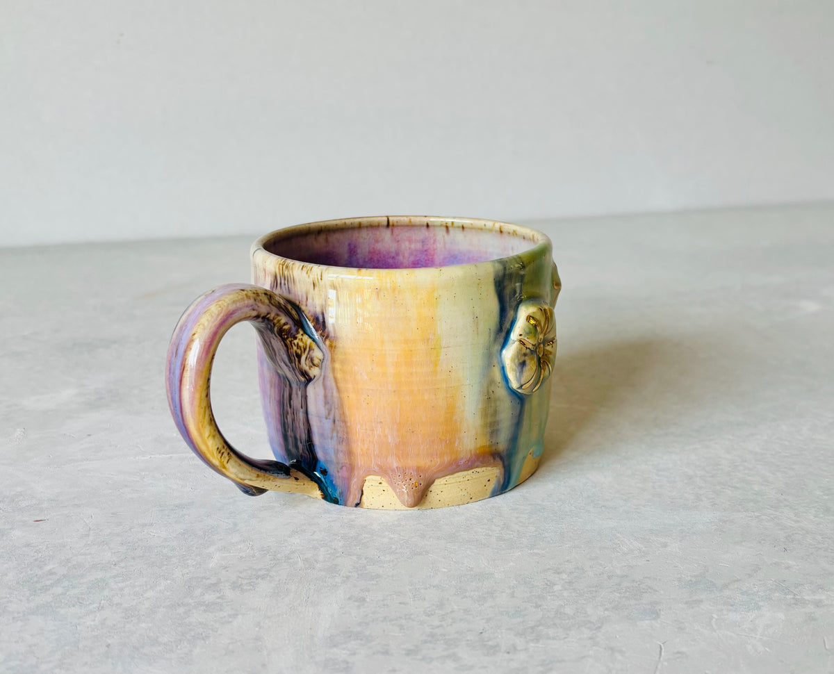 Rainbow 22k Gold 3D Flower Mug