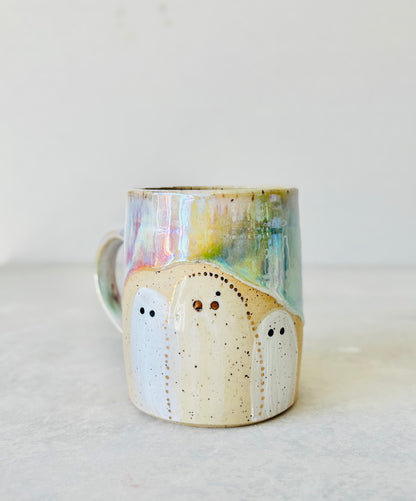Iridescent Pastel Rainbow & 22k Gold Ghost Mug