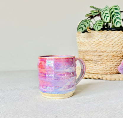 Iridescent Ripple Mug in Cosmic Rose Glaze (16 fl oz)