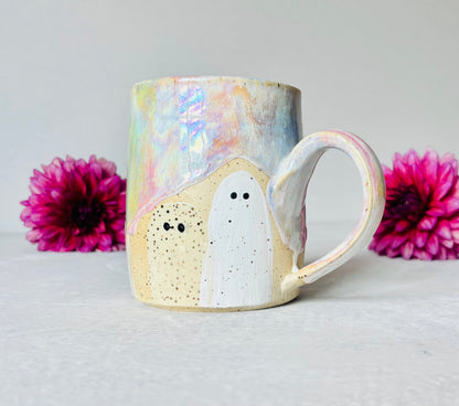 Iridescent Pastel Rainbow & 22k Gold Ghost Mug