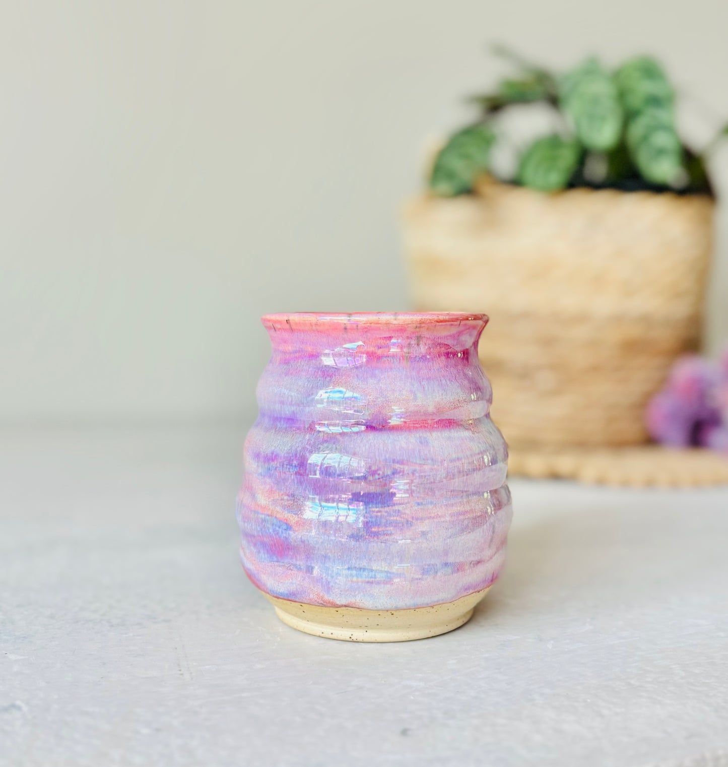 Iridescent Bubble Mug in Cosmic Rose Glaze (14 fl oz)