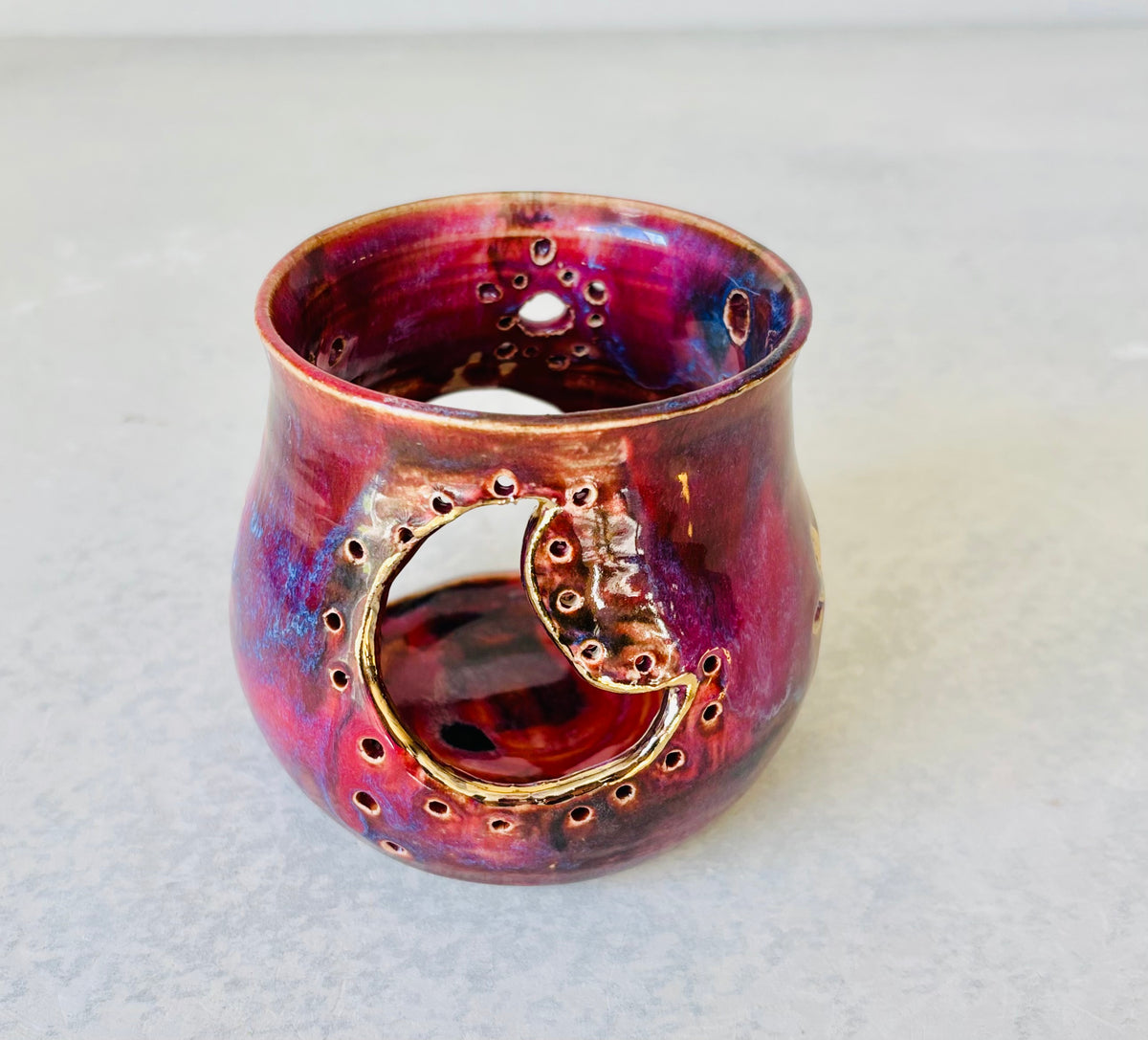 Tea Light Lantern with 22k Gold Detail