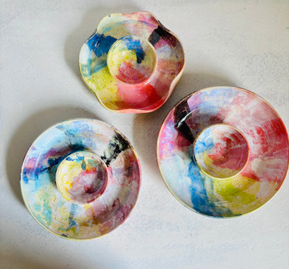 Party Platter Rainbow Splatter Glaze