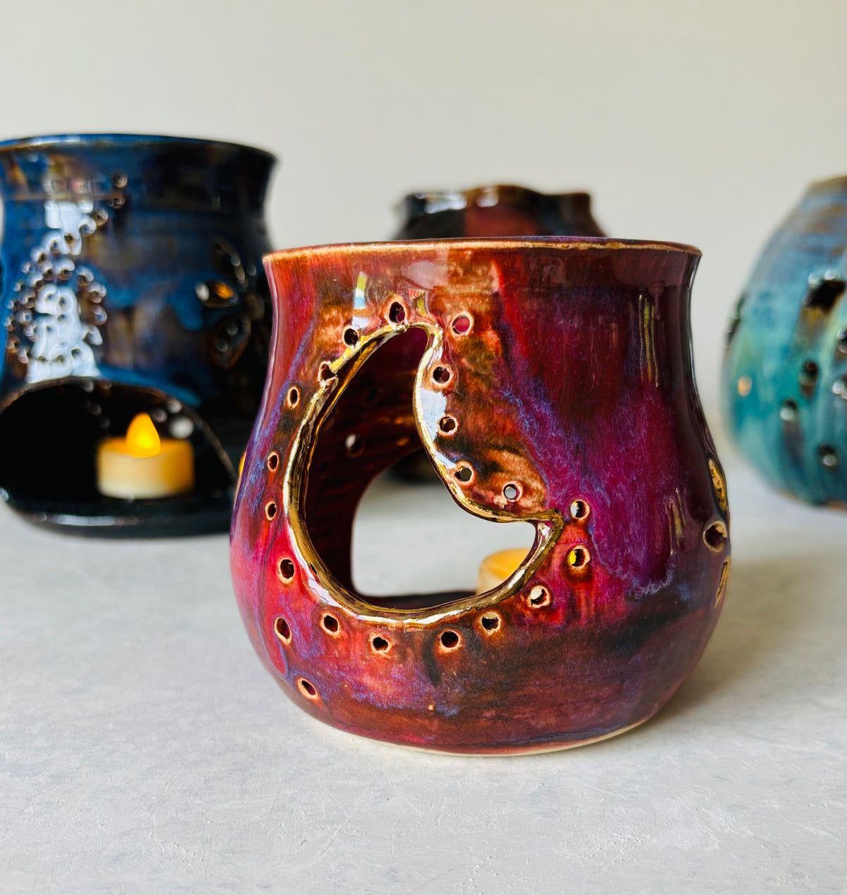 Tea Light Lantern with 22k Gold Detail