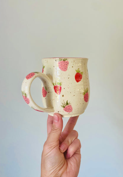 14-16 oz Made to Order Hand Painted Strawberry Mug 8-12 Weeks