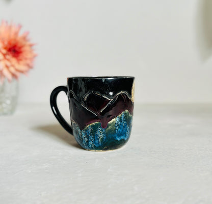 Hand Carved Mountain Scene Mug (11 fl oz)