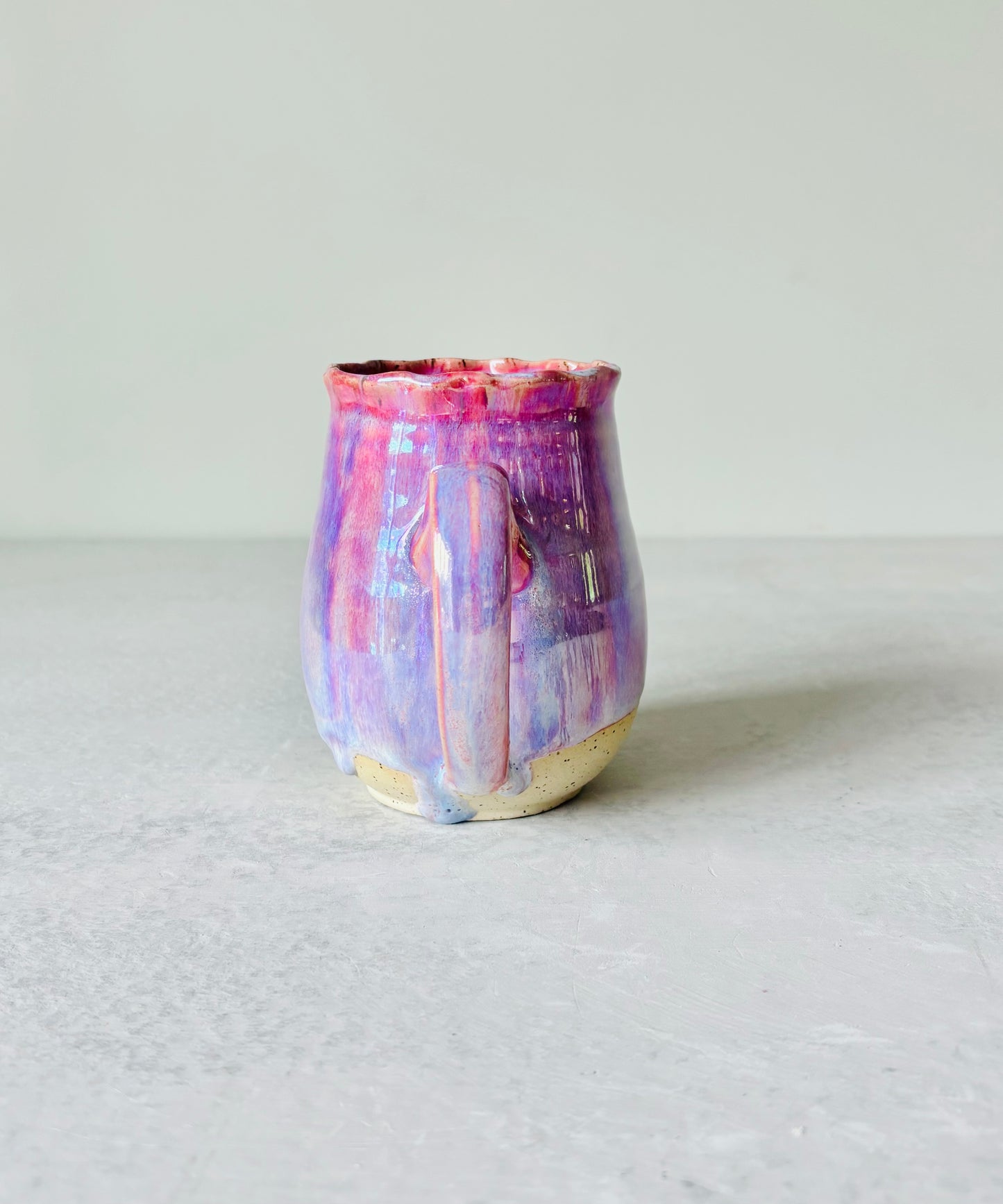 Iridescent Petal Rimmed Mug in Cosmic Rose Glaze (16 fl oz)