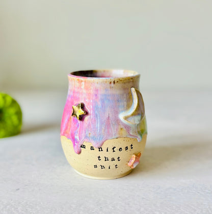 PREVIEW: Release Date is October 11th, 6pm est for Instagram subscribers, 7pm est for the public: Manifest That Shit 22k Gold & Rainbow Mug