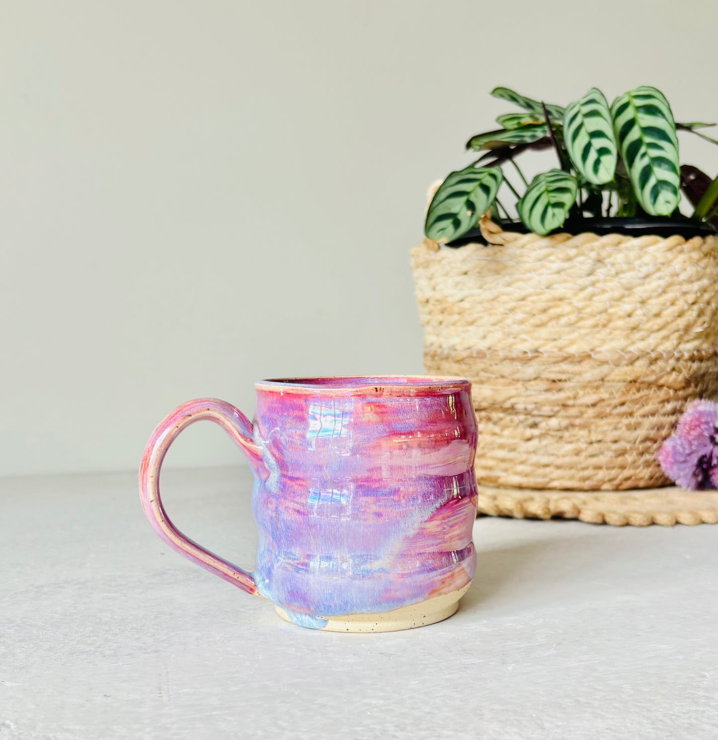 Iridescent Ripple Mug in Cosmic Rose Glaze (16 fl oz)