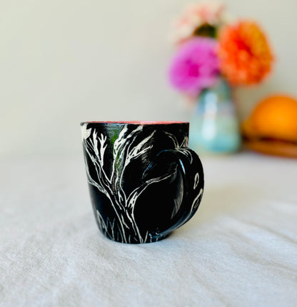 Hand Carved Farmhouse Wild Flower Mug 2