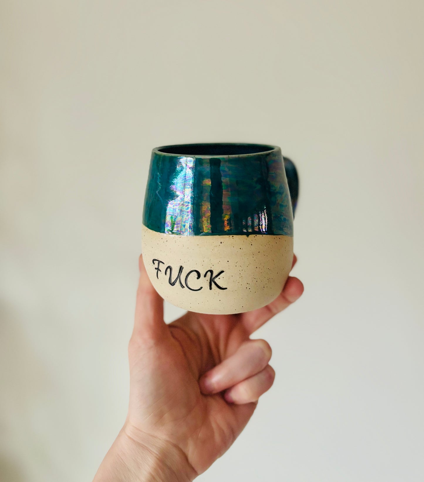 Iridescent “Fuck” Deep Turquoise Mug