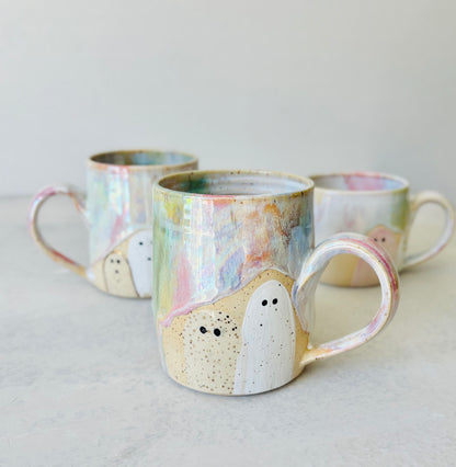 Iridescent Pastel Rainbow & 22k Gold Ghost Mug