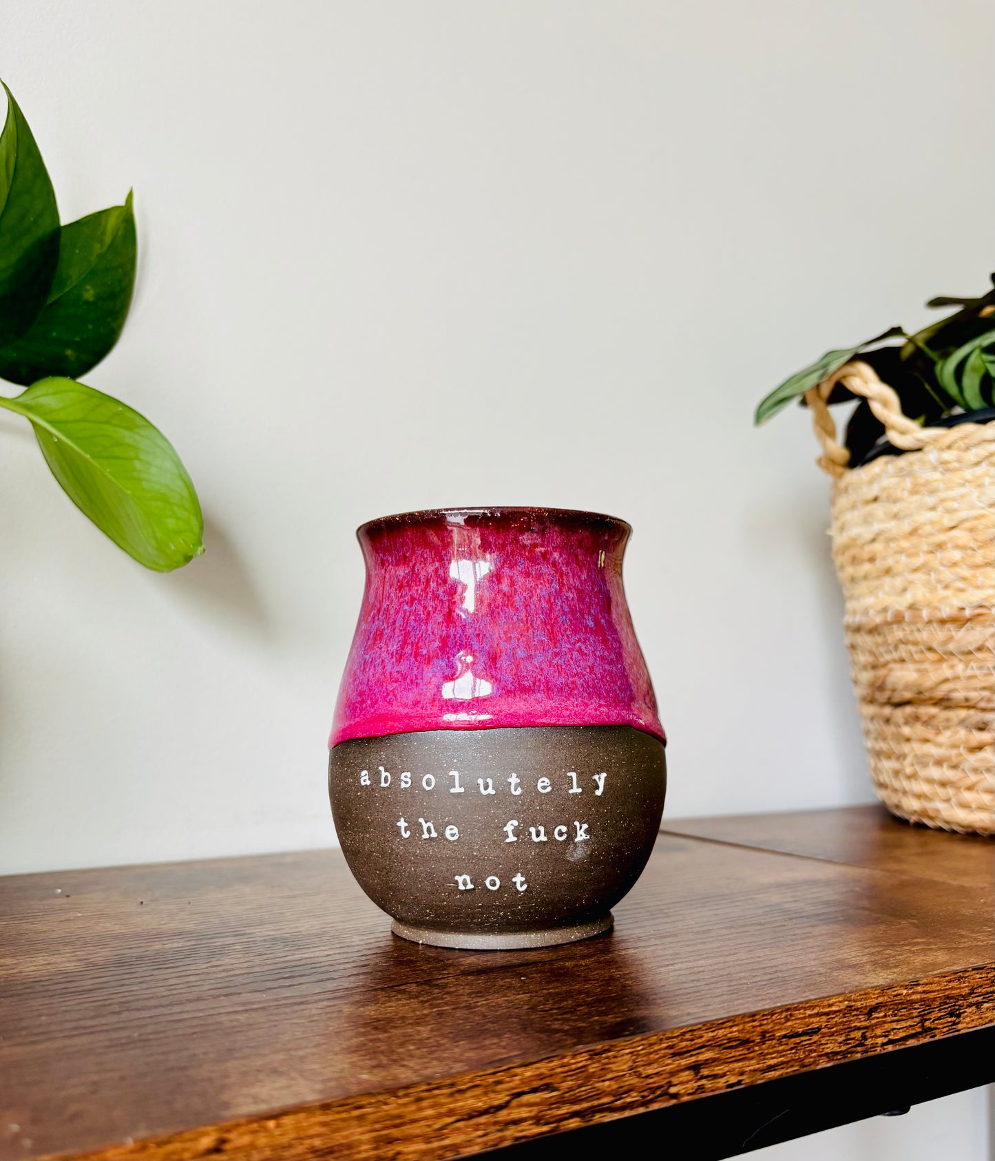 Pre-Order: Absolutely the Fuck Not Mug Hot Cherry Glaze on Black Clay (10-12 weeks)