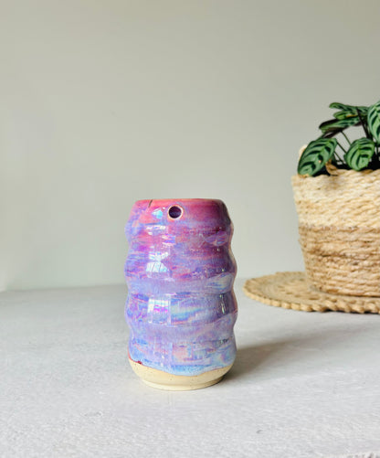 Iridescent Ripple Tumbler in Cosmic Rose Glaze (16 fl oz)