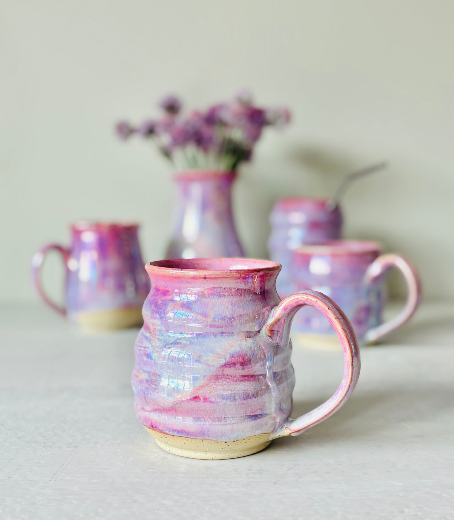 Iridescent Bubble Mug in Cosmic Rose Glaze (14 fl oz)