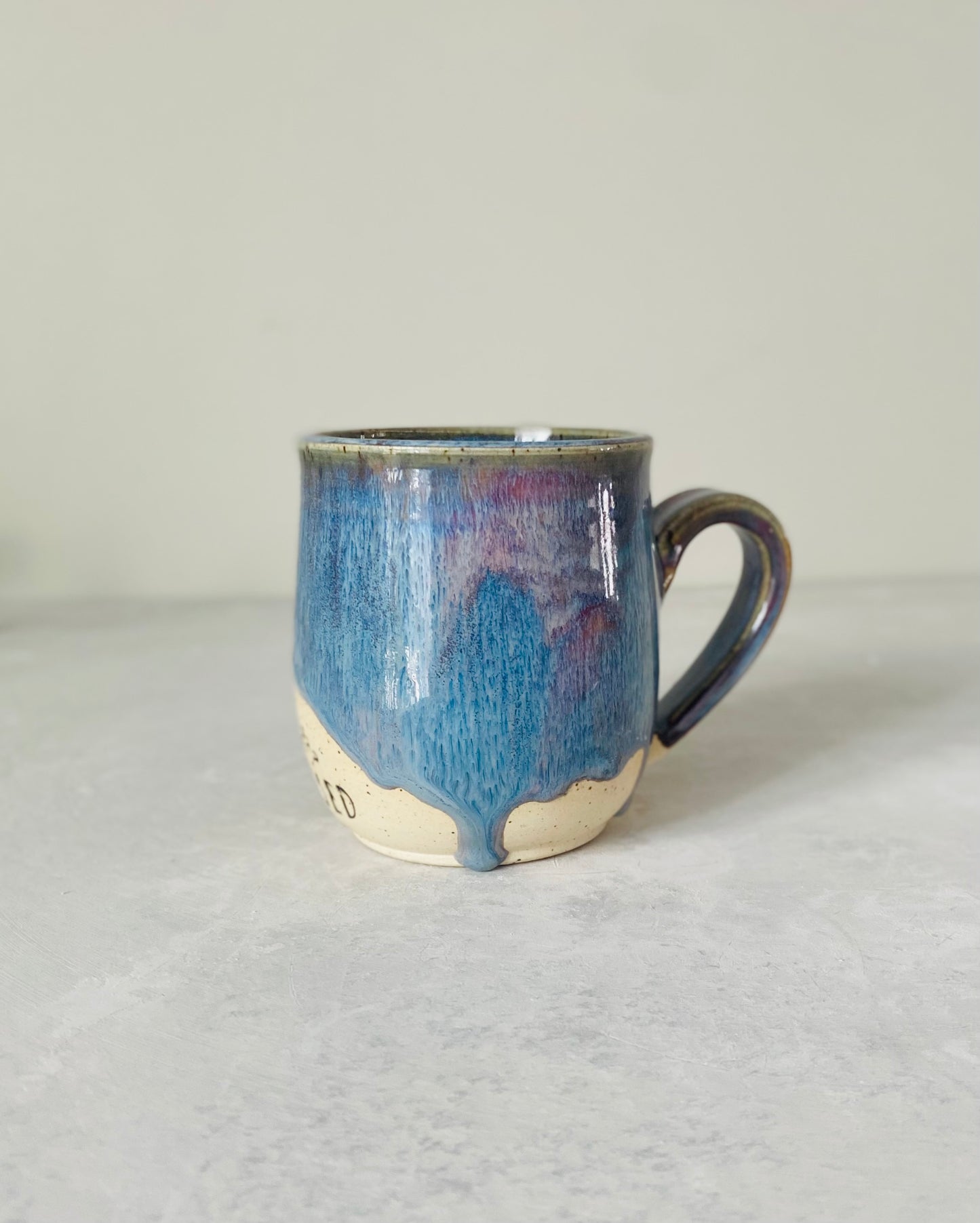 12 oz “Im Confused” Blue Speckled Mug