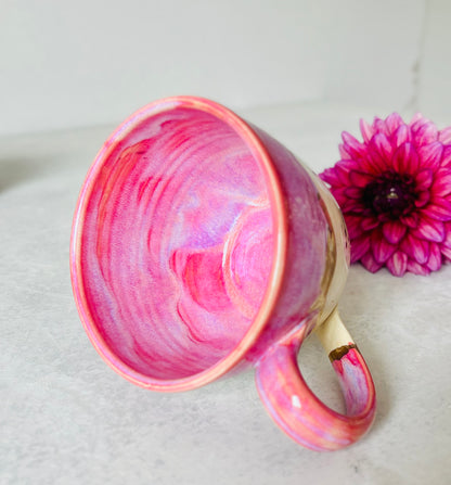 Golden Glaze Line Pink Ghost Mug