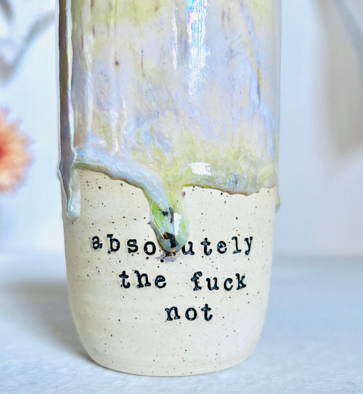 Absolutely the Fuck Not Travel Mug in Iridescent Spring Green (Second)