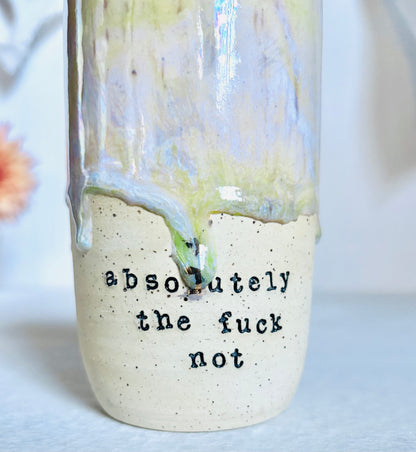 Absolutely the Fuck Not Travel Mug in Iridescent Spring Green (Second)