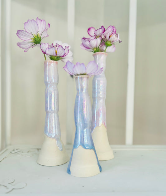 Iridescent Cotton Candy Candle Stick Bud Vases