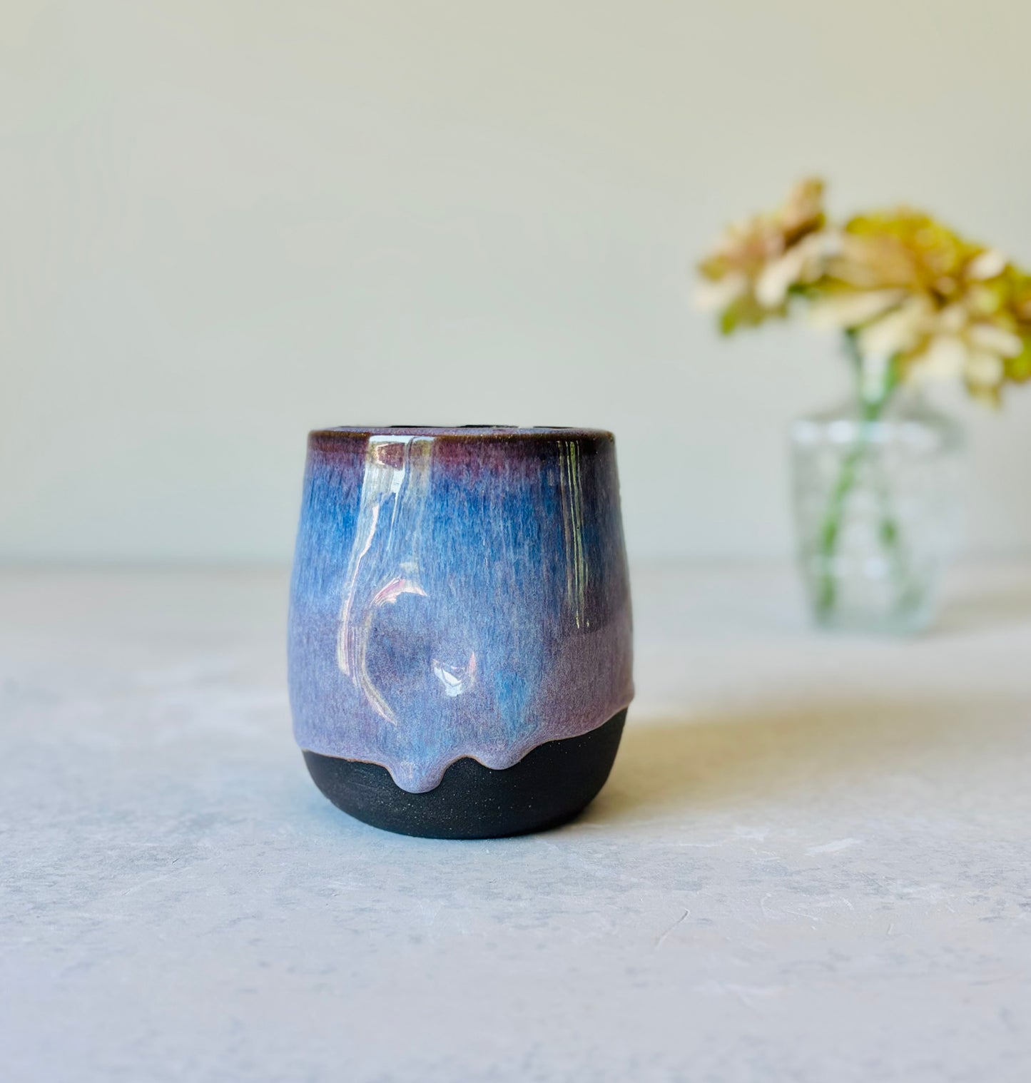 Lavender Black Clay Thumb Mug