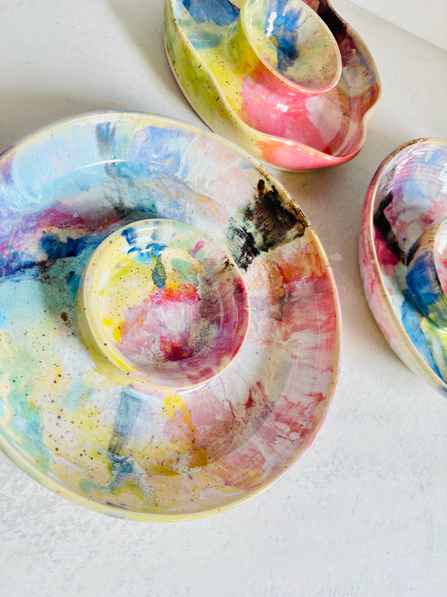 Party Platter Rainbow Splatter Glaze