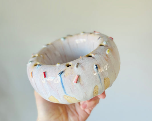Doughnut with Sprinkles Bud Vase