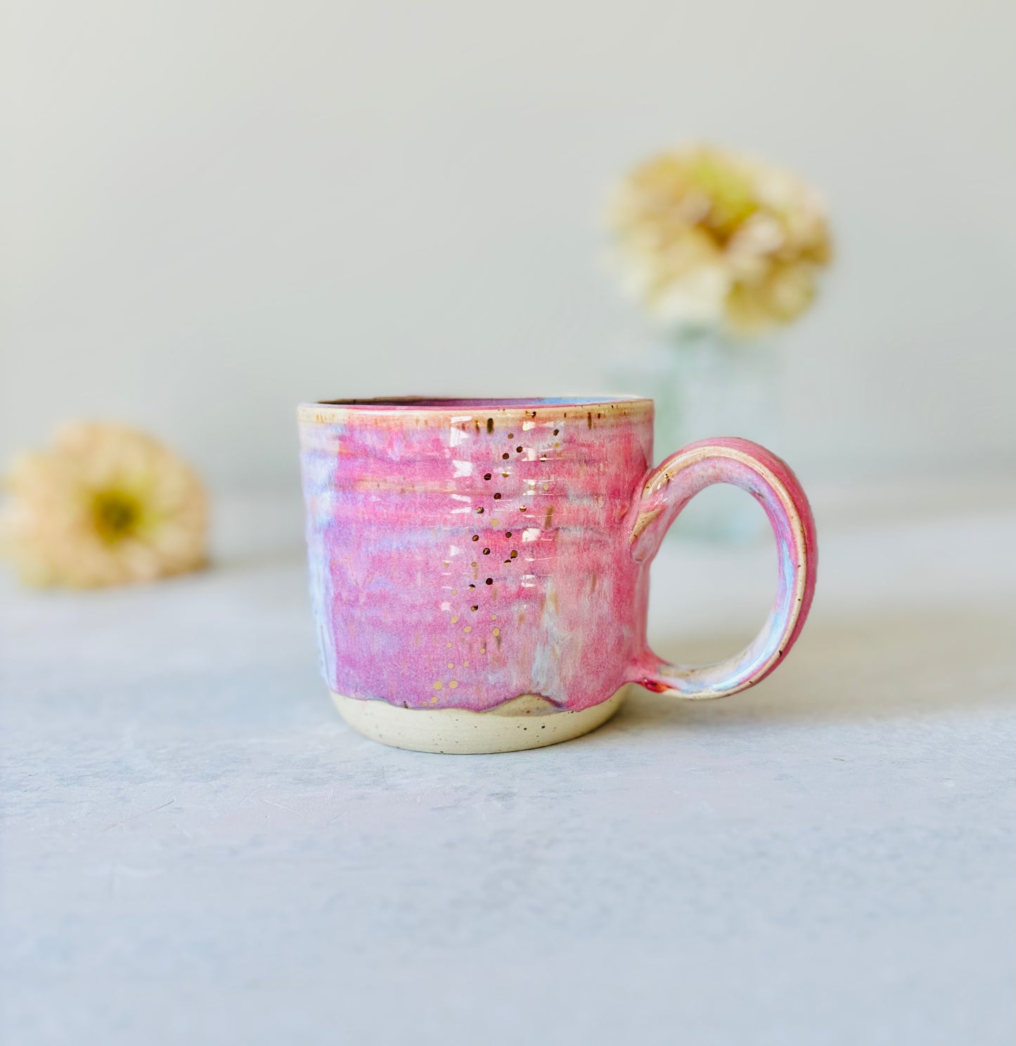 Pink & Lavender 22K Gold Detail Mug with Throw Lines