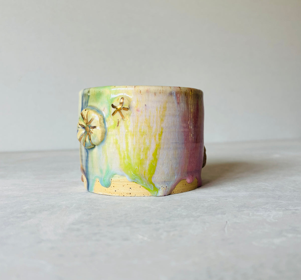 Rainbow 22k Gold 3D Flower Mug