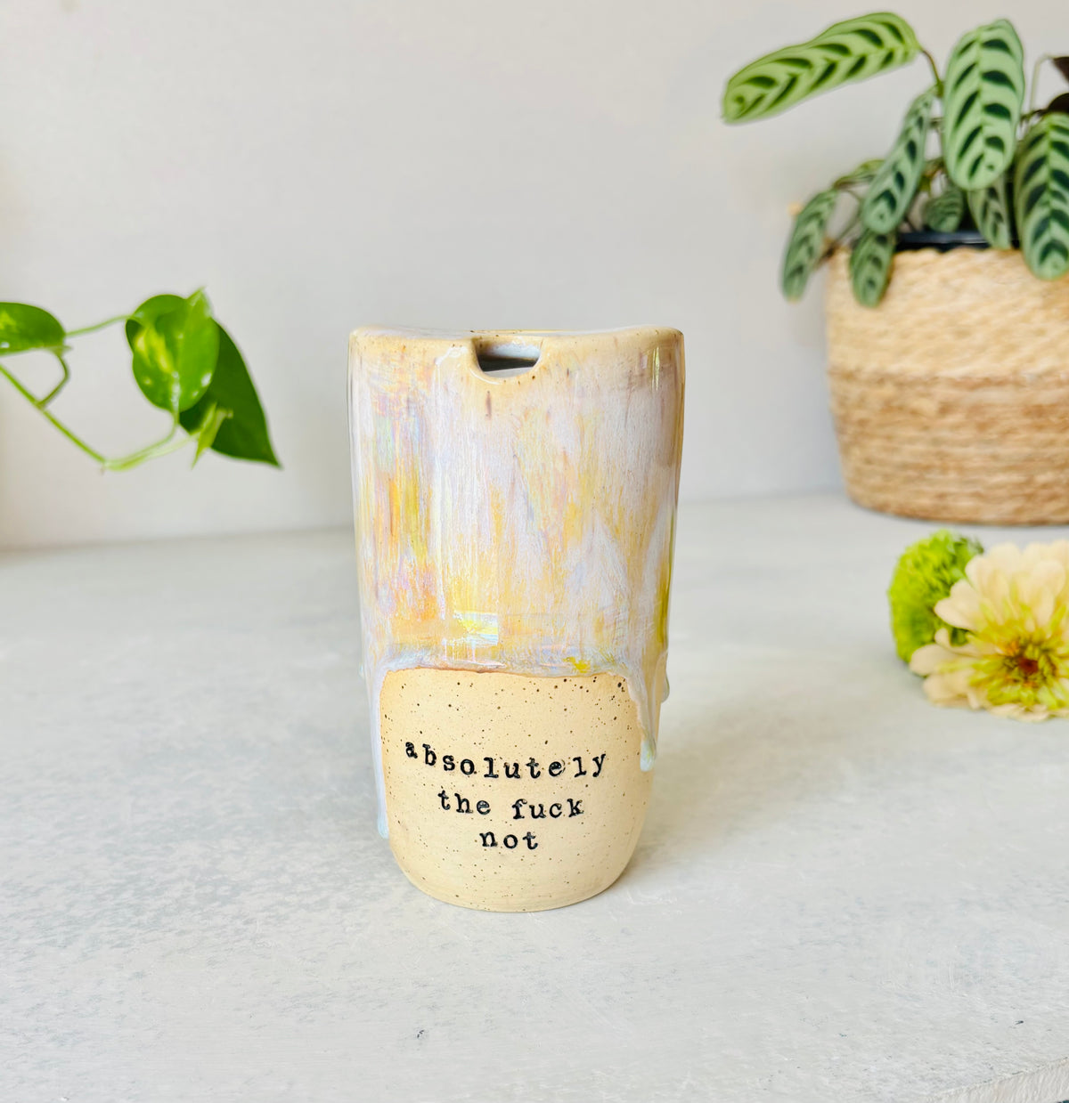Absolutely the Fuck Not Travel Mug in Iridescent Spring Green (Second)