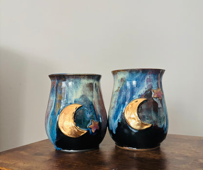 14 fl oz Outer Space 22k Golden Moon Mug #1