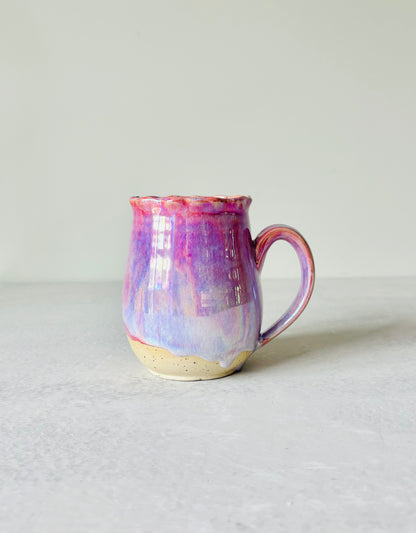 Iridescent Petal Rimmed Mug in Cosmic Rose Glaze (16 fl oz)