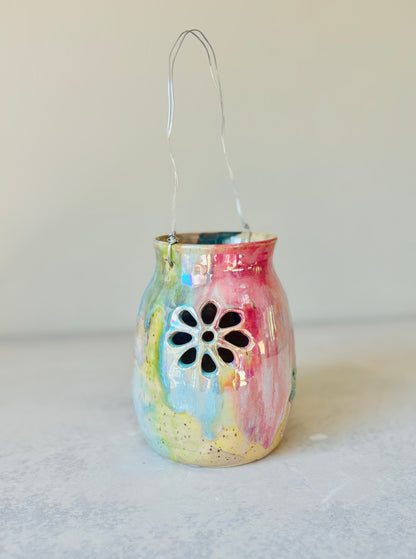 Iridescent Hand Carved Flower Lantern