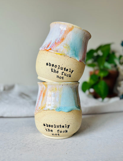 PRE-ORDER Rainbow Absolutely The Fuck Not Mug in Speckled Stoneware