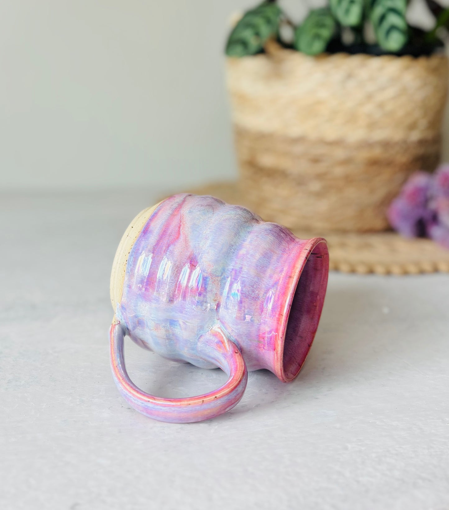 Iridescent Bubble Mug in Cosmic Rose Glaze (14 fl oz)
