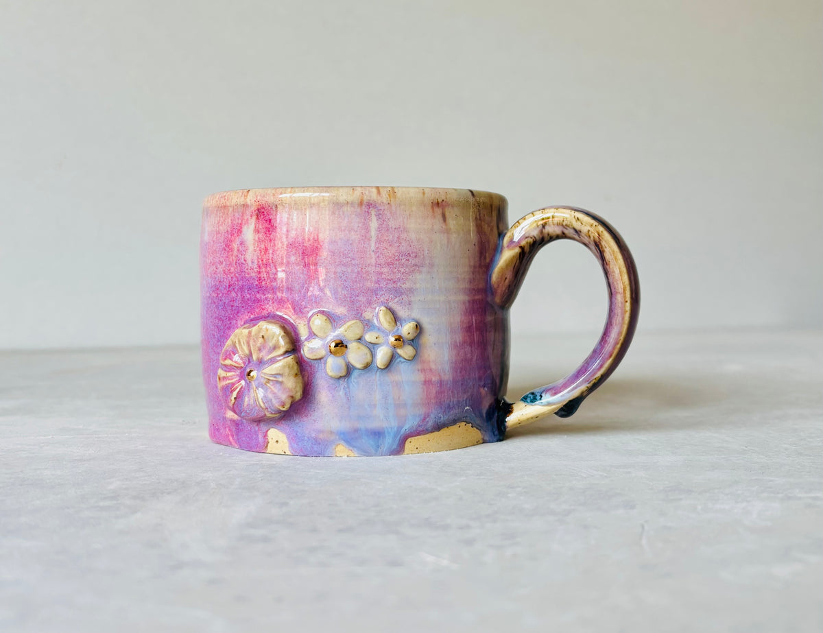 Rainbow 22k Gold 3D Flower Mug