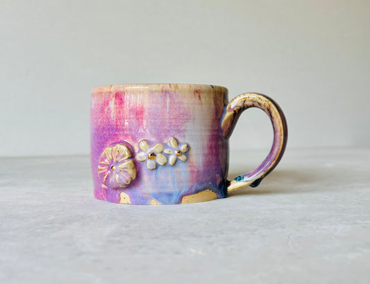 Rainbow 22k Gold 3D Flower Mug