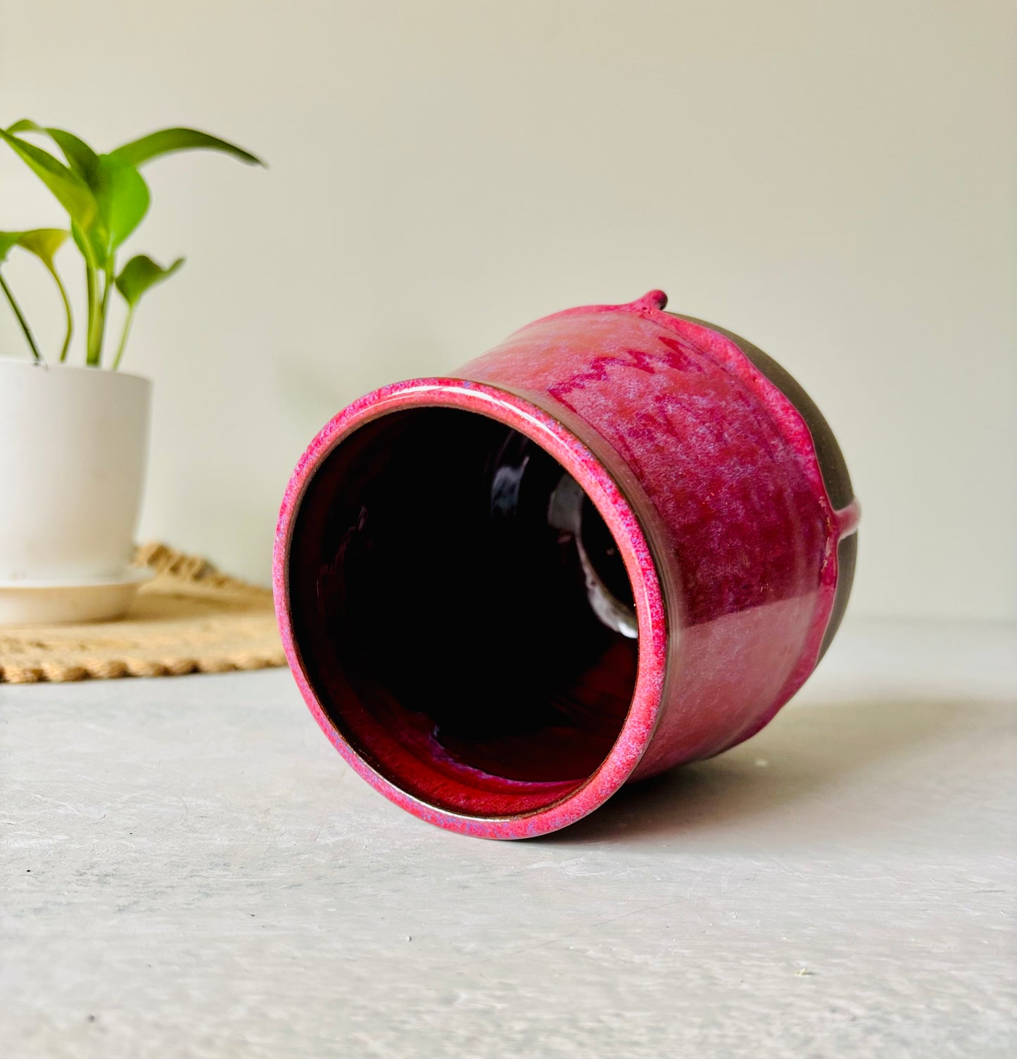Hot Cherry Pink Drippy Vase